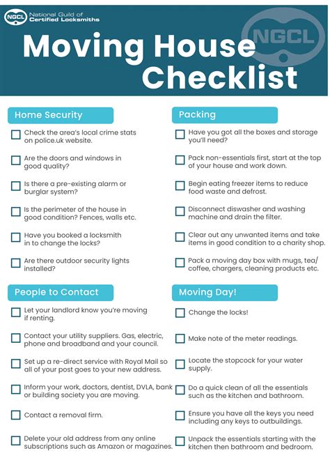 Free Printable Checklist For Moving House